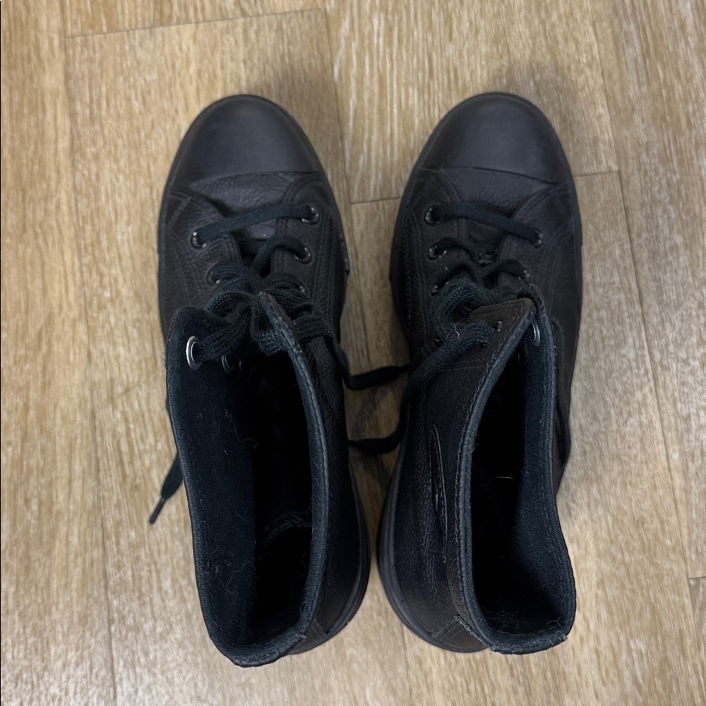 Converse Chuck 70 De Luxe Heel Leather Black Monochrome Sneaker Boot size 10 - Picture 11 of 13